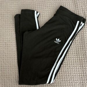 Adidas Kids Black Joggers with White Stripes